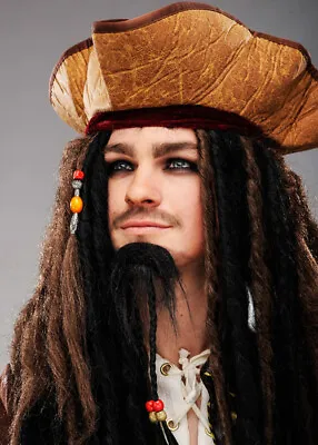 Mens Jack Sparrow Style Pirate Hat With Beads DOES NOT INCLUDE WIG • £19.99