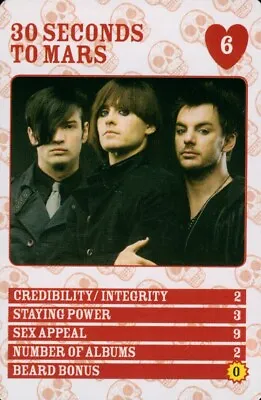 30 Seconds To Mars  Rock Sound Playing Card (2008) Rookie? • $6.16