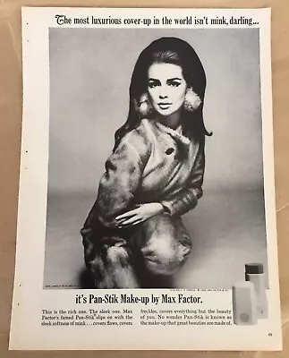 Max Factor Makeup 1966 Orig Vintage Print 60s Retro Art Decor Model Pan-Stik • $5