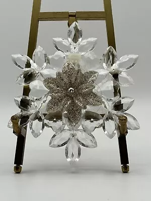 Vintage Christmas Tree Decoration Crystal-Like Plastic Snowflake • $4.99