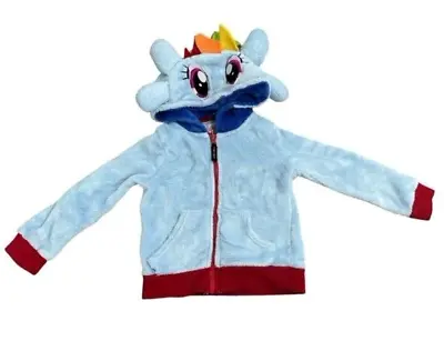 HOODSBEE Girls My Little Pony Rainbow Dash Blue Hoodie Jacket Costume 4T Zip Up • $21.99