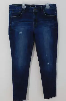 Elle Women's Denim Jeans Blue Distressed Medium Wash Stretch Size 8 • $10.99