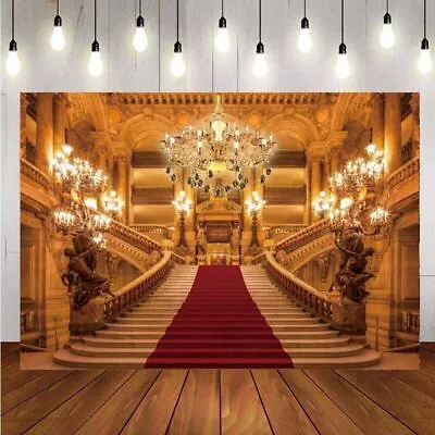 Red Carpet Stairs Backdrop Beauty Beast Party Castle Palace Background Banner • £18.40