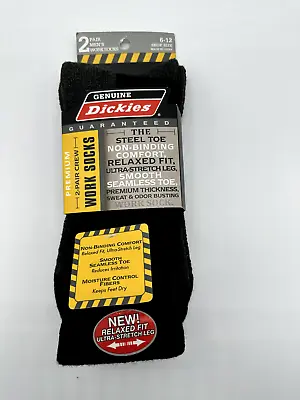 New 2 Pairs Mens Dickies Premium Steel Toe Non Binding Work Crew Socks Size 6-12 • $11.99
