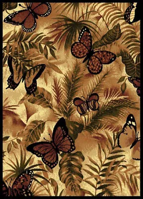 $69 • Buy Wildlife Black Butterfly Carpet 5x8 Nature Jungle Area Rug : Actual 5'3 X7'2 