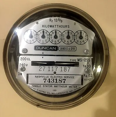 L&g Duncan Watthour Meter (kwh) Msii 5 Pointer Style 4 Lugs 240v 200a Fm 2s • $28.99