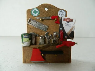 (HH23) 1/12th DOLLS HOUSE HANDMADE TOOL TIDY WITH FIXED ACCESSORIES • £7.99