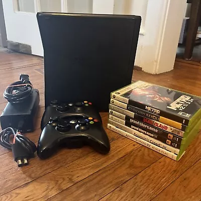 Microsoft XBox 360 S 1439 Slim Black Video Game Console Controllers & Game Lot • $89.95