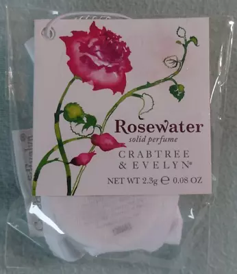 Crabtree & Evelyn Rare Rosewater Solid Perfume In Pouch BNWT • £17