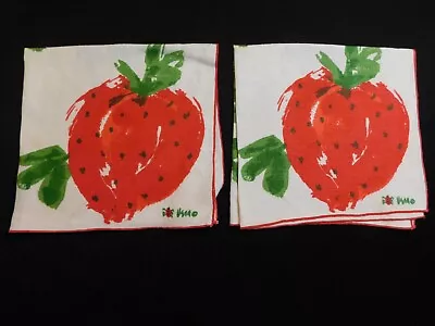 Vera Neumann Napkins Lot Of 2 Strawberry Ladybug Linen Mcm • $35