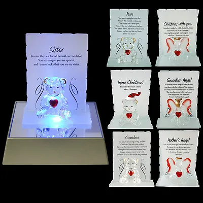 New Glass Crystal Ornaments Bear Gift Set Poem Poetic Writing Message Angel Xmas • £4.99