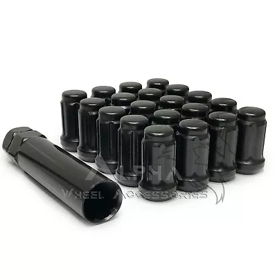 20 Black Tuner Racing Lug Nuts For Aftermarket Wheels 12x1.5 + 6 Spline Key • $19.95