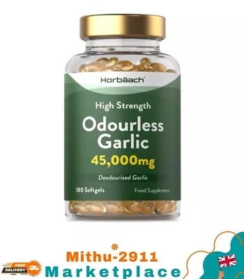 Odourless Garlic Capsules 45000mg | 180 Count | High Strength | By Horbaach'' • £10.44