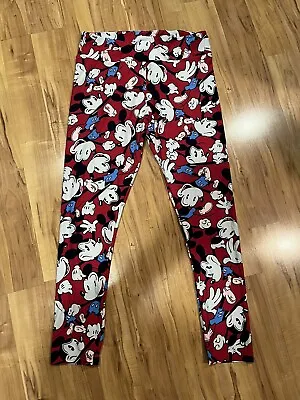LulaRoe Disney Leggings Woman’s Size TC 12-18 Mickey Mouse Red • $8.99