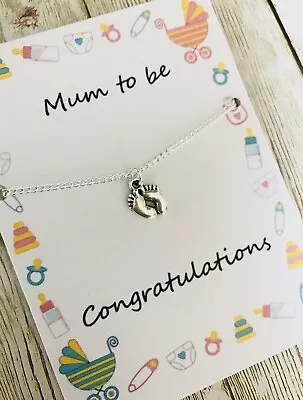 Mummy Mum To Be Pregnancy Wish Bracelet Baby Shower Gift Baby Feet Pram Pin Tag • £4.50