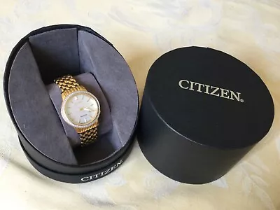 Citizen Ladies Eco-Drive Gold Watch With Mother Of Pearl Face & Diamond Accents • $100