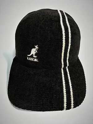 VTG Kangol Chenille Stripe Hat Black Unisex Baseball Cap X-Large Great Britain • $94.97