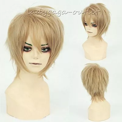 Cool Mens Male Boys Short Anime Wig Halloween Cosplay Spiky Straight Full Wig G2 • $15.58