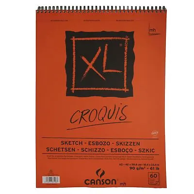 Canson XL Spiral Bound Artists Drawing Sketch Pad Paper A2 90gsm 60 Sheets Paper • £34.02