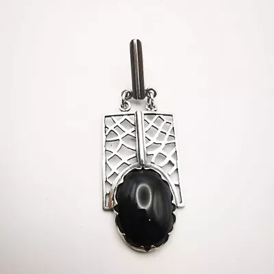 Vintage Women's Pendant  Black City  925 Sterling Silver Jewelry Agate Gift • $133