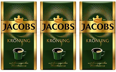 3 JACOBS Kronung Ground Coffee Packs 100% Arabica Made In Germany 500g 18oz • £52.90