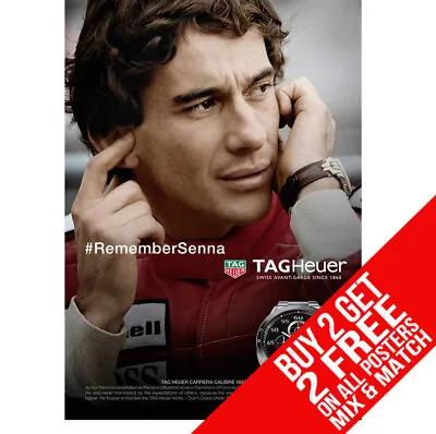 Ayrton Senna Ee2 Tag Heuer Watch F1 Poster A4 A3 Size - Buy 2 Get Any 2 Free • £6.97