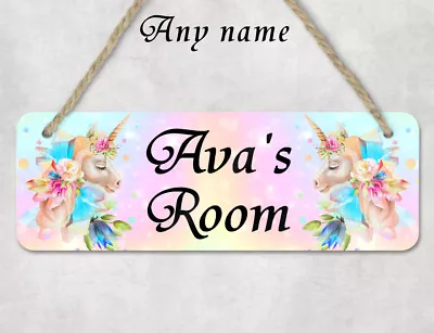Unicorn Door Sign - MDF Wooden - Personalised With Name • $24.15