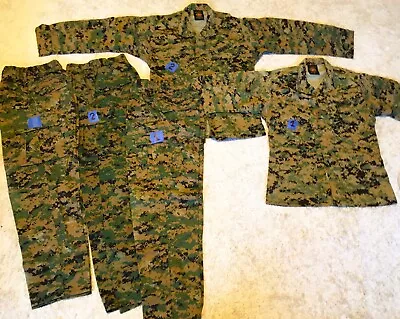 USMC MARPAT Woodland Combat (2)Blouse + (3)Trousers SM Small SH Short/Reg • $1.25