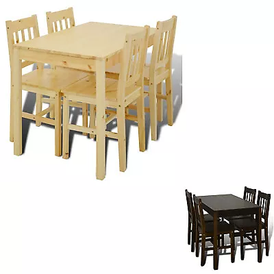 Wooden Dining Table With 4 Chairs Kitchen Dinner Set Natural/Brown VidaXL • $408.99