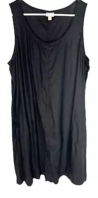 J Jill Linen Shift Dress Womens Large Black Sleeve Scoop Neck • $17.57