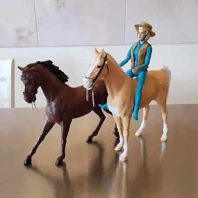 Vintage Louis Marx Jane West Doll Action Figure & 2 Horse Lot Thunderbolt Flash • $100