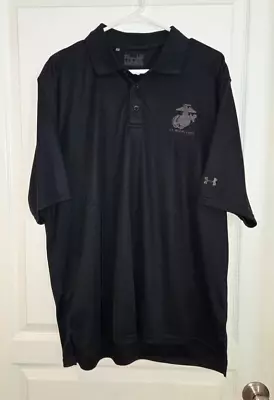 U.S. Marine Corps Polo Shirt Mens Large L Black Embroidered Logo Under Armour • $17.99