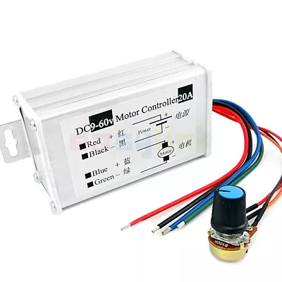 12V 24V DC Motor Speed Controler Max 20A PWM Stepless Variable Control Switch • $7.99