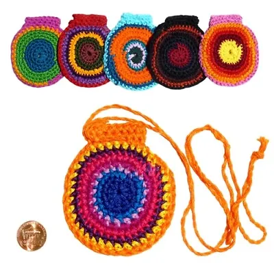 Mojo Crystal  Pouch Crocheted Gemstone Bead Medicine Bag 3  X 3  • $9.99