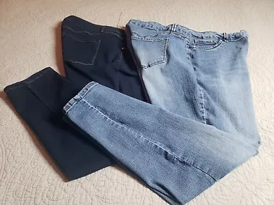 D-jeans Lot Of 2 Womens Size 20  38/39 X 27  DARK BLUE/ LIGHT BLUE STRETCH  • $16