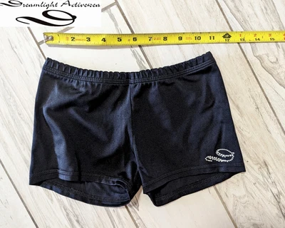 $16.80 • Buy DREAMLIGHT CL Large Gymnastics Cheer Dance Leotard Shorts Solid Black RHINESTONE