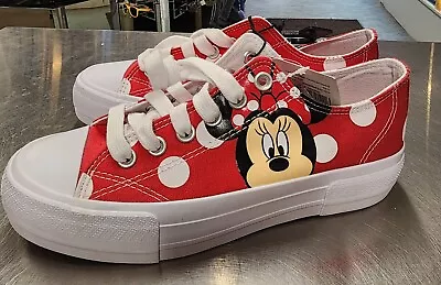 Disney Minnie Mouse Women’s Size 8 Low Top Court Sneakers Lace Up Shoe Red NEW • $27