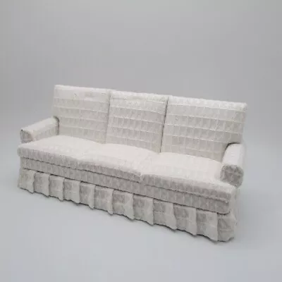 Dollhouse Miniature Fabric Living Room Couch Sofa White Plaid Texture T6666 • $15.29