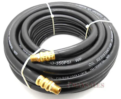 3/8  X 50' Heavy Duty Rubber Air Hose Black WP 300 PSI Working 900 PSI • $34.99