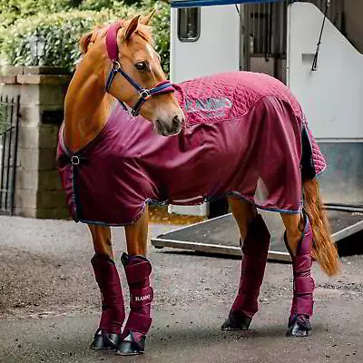 Rambo Travel Series Horse Cooler Fleece Mesh Rug - Burgundy/Teal • £125.96