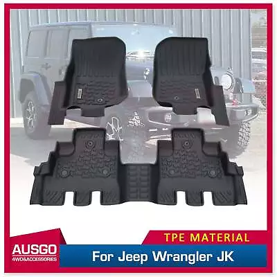 AUSGO 5D TPE Floor Mats For Jeep Wrangler JK 4Door 2012-2018 Door Sill Covered • $229.99