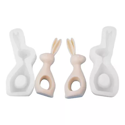 Rabbit Silicone Mold 2pcs Easter Rabbit Candle Mold 3D Bunny Baking Mould DIY • $13.97