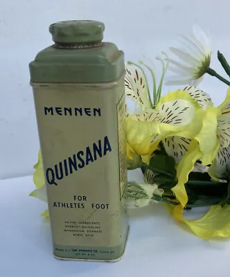 VTG Mennen Quinsana Athlete Foot Powder  FULL 4 Ounce Tin  ART DECO • $14