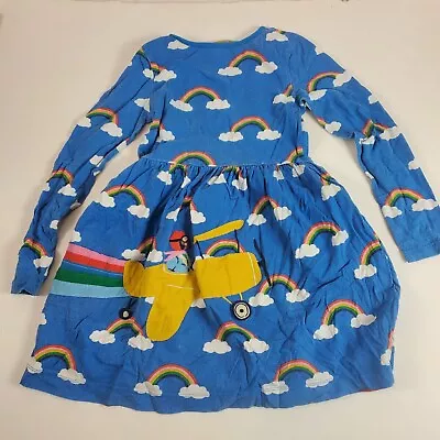 Mini Boden Girls Dress Rainbow Plane 8-9 Y Flaws • $15.19