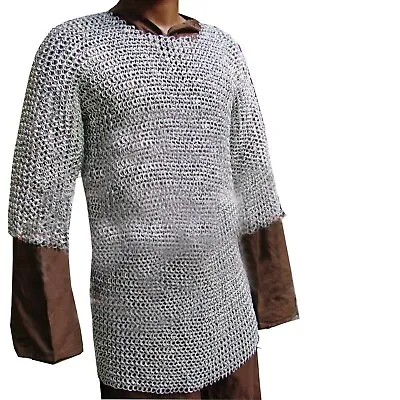 Round Riveted Chainmail Shirt 16 Ga Rivet Aluminium Chain Mail Haubergeon Size M • £103.85