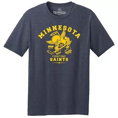 Minnesota Fighting Saints 1972 WHA Hockey TRI-BLEND Tee Shirt - Minnesota Wild • $22