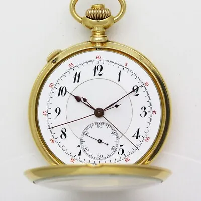 C. H. Meylan 18K Yellow Gold Split Second Rattrapante Chronograph Pocket Watch • $2600