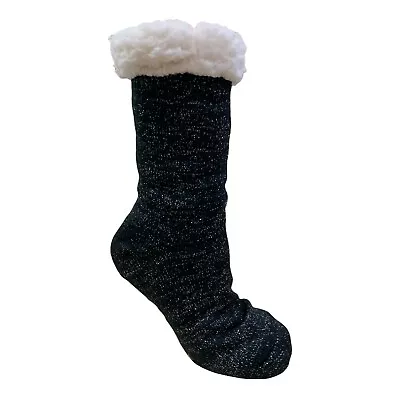 Women's Soft & Cozy Black Sherpa Fleece-lined Fuzzy Slipper Socks  • $11.25