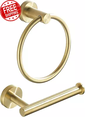 Gold Towel Ring Set Bathroom Hardware Includes Toilet Paper Holder And Towel Ho • $63.71