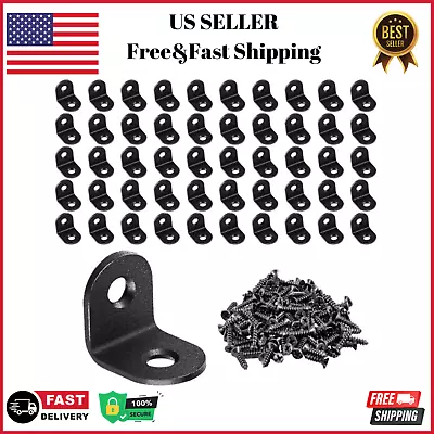 50pack L Bracket Corner Brace Sets Black Stainless Steel 90 Degree Right Angle • $11.95